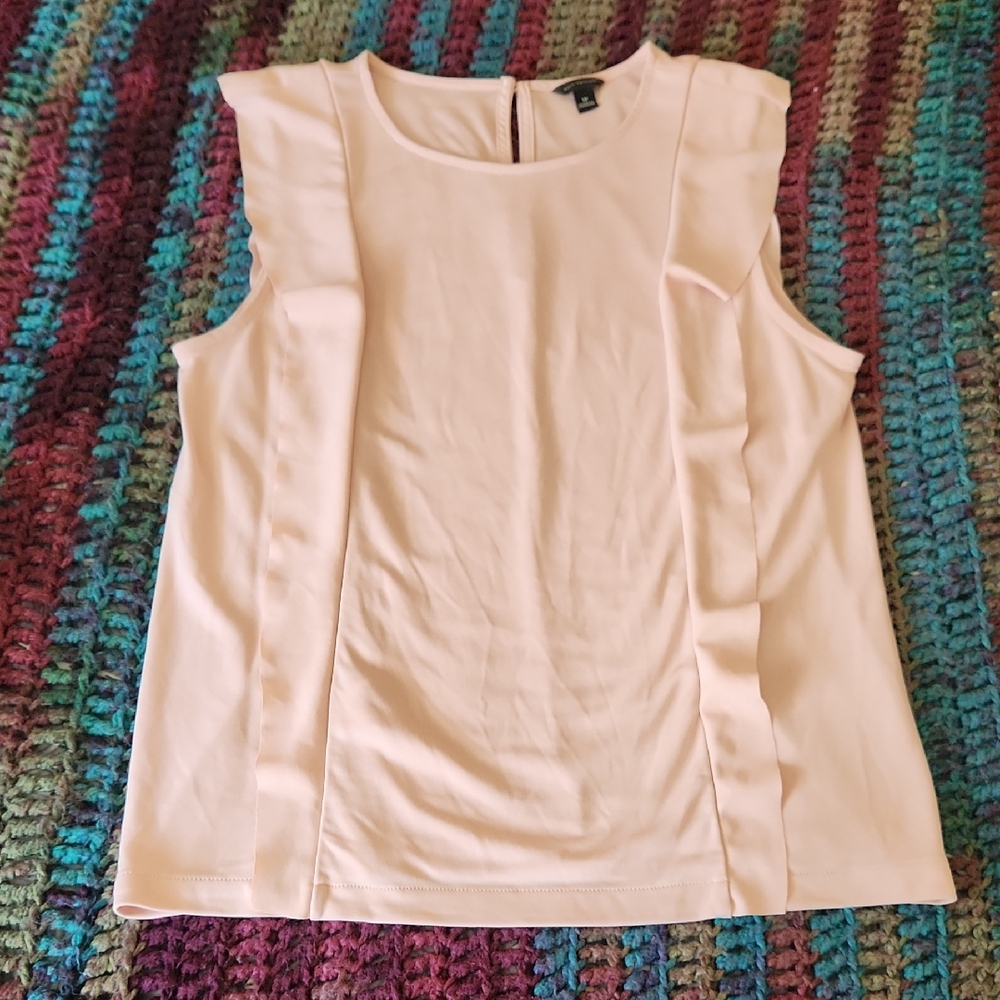 Ann Taylor Blush Ruffle Sleeve Blouse